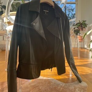 Ted Baker London Black Leather Bomber Jacket